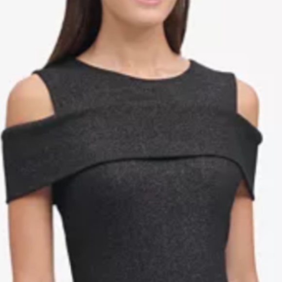 Tommy Hilfiger Foil Knit Cold-Shoulder Sheath Dres - Picture 4 of 6